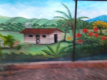 A bit of local art representing a coffee plantation