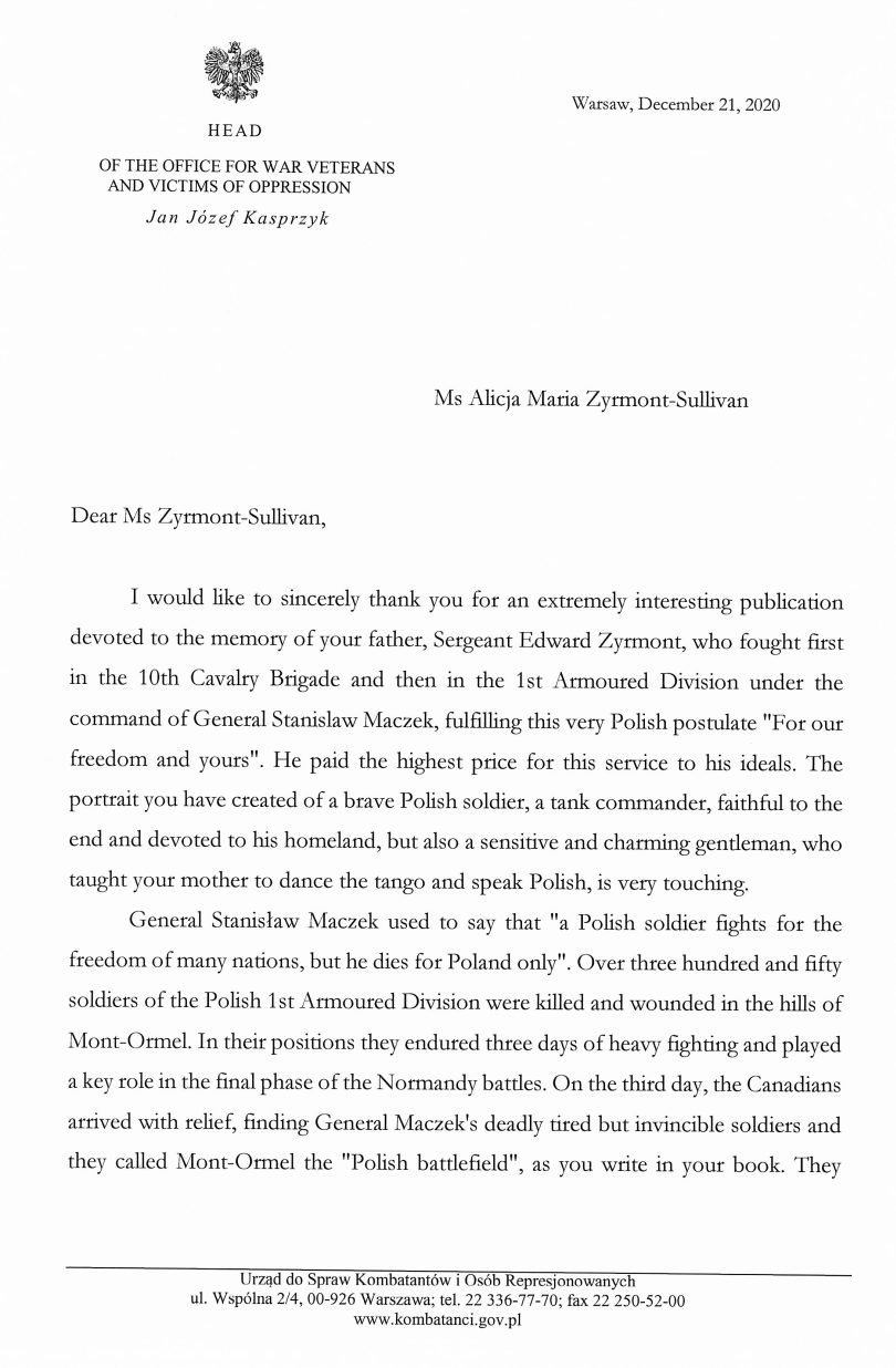 War veterans and Victims of Oppression Letter, Page 1