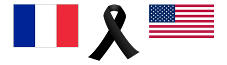France flag, Black Ribbon, US Flag (montage)