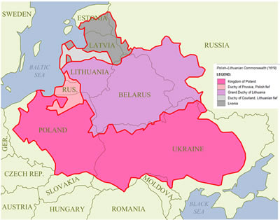 Map, Poland with color key (click for larger in new window) Map, Poland with color key (click for larger in new window)